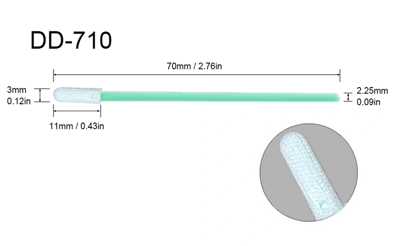 DD-710 | Polyester Cleanroom Swab 3mm Flat Head 70mm Length