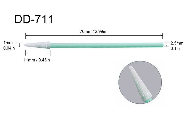 DD-711 | Polyester Cleanroom Swab 1mm Pointed Head 76mm Length