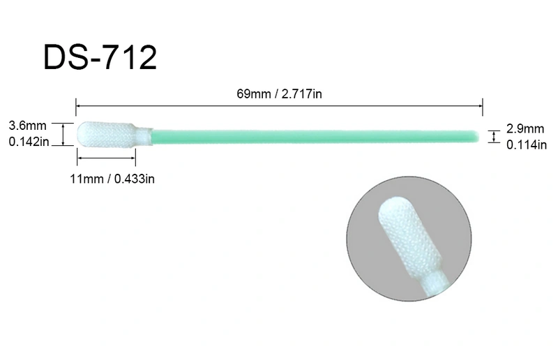 DS-712 | Polyester Cleanroom Swab 3.6mm Round Head 69mm Length