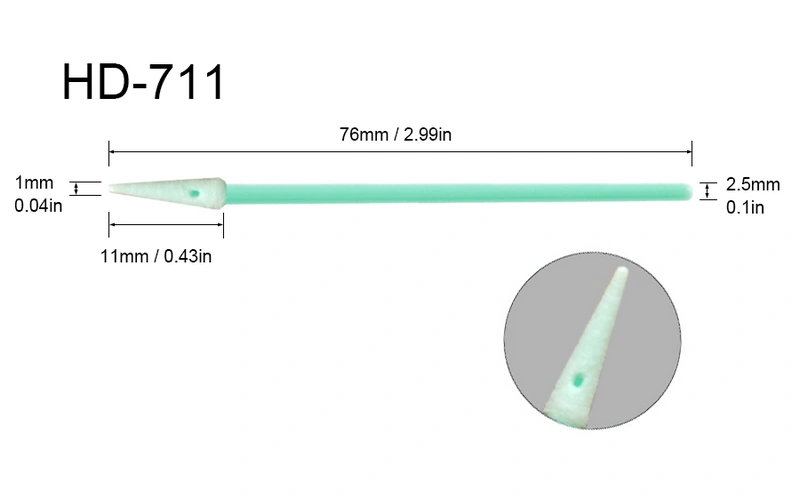 HD-711 | Foam Cleanroom Swab 1mm Pointed Head 76mm Length