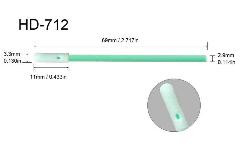 HD-712 | Foam Cleanroom Swab 3.3mm Round Head 69mm Length