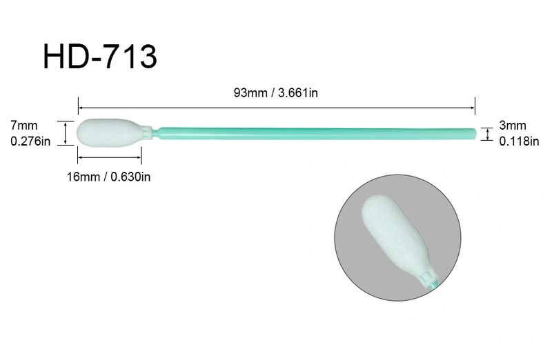 HD-713 | Foam Cleanroom Swab 7mm Flat Head 93mm Length
